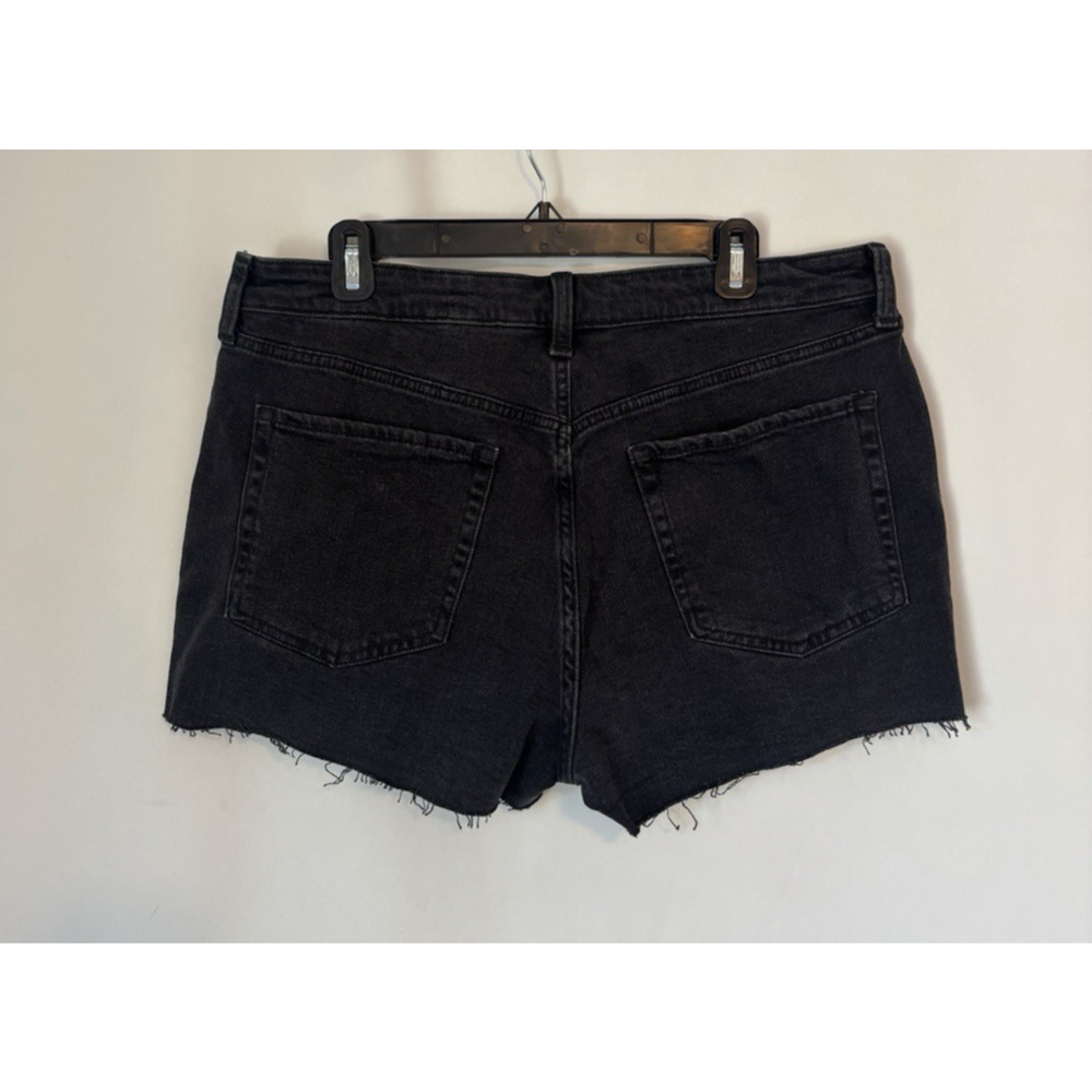 Old Navy Denim Shorts 14 Black Cut Off High Rise Pockets New - Picture 2 of 8
